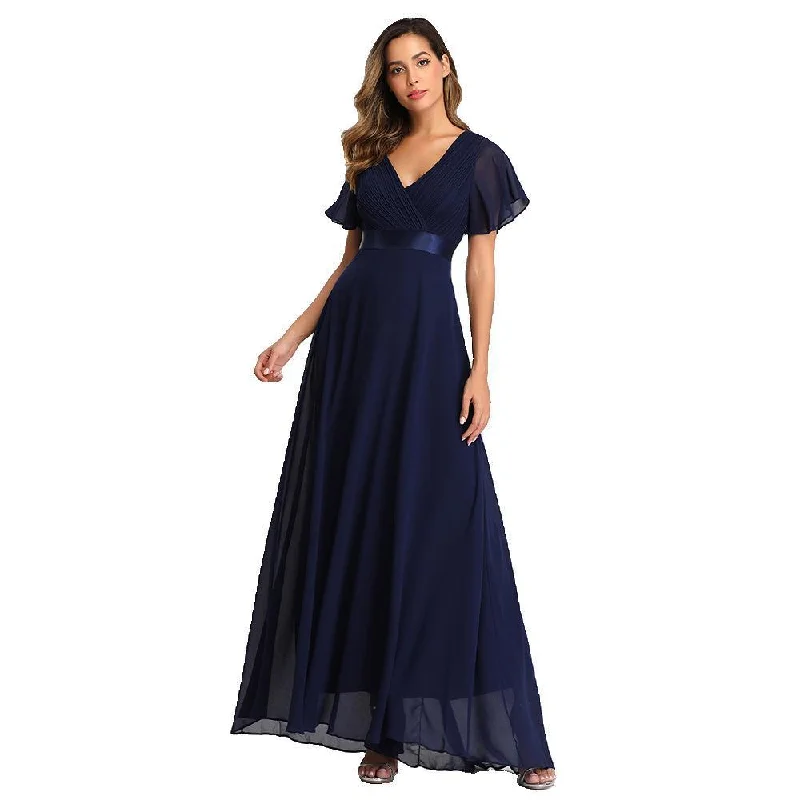 Elegant V Neck Chiffon Women Party Dresses