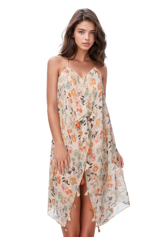 Maxi Halter Sundress Coverup in Antique Bloom Print