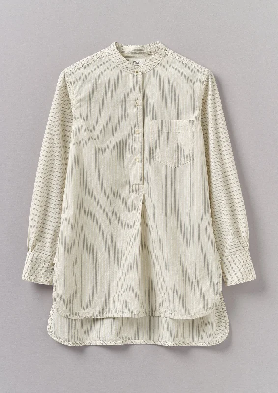 Taro Stripe Cotton Poplin Shirt | Ivory/Golden Olive