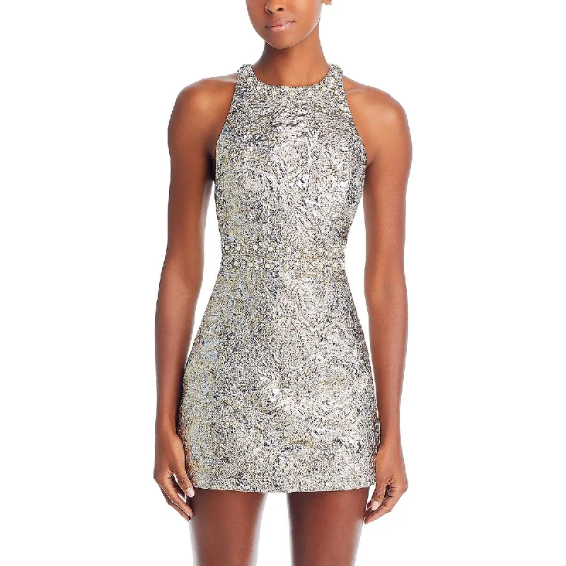 Alice and Olivia Womens Textured Embellished Mini Dress