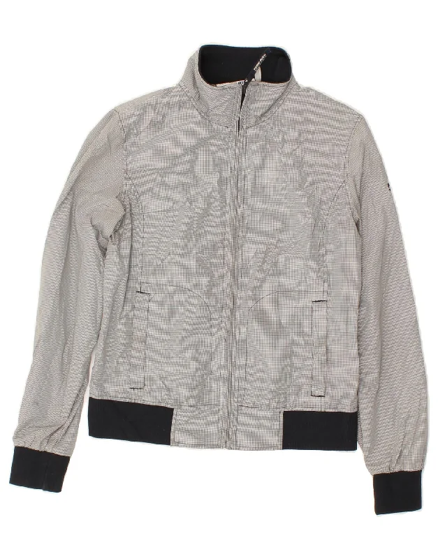 WOOLRICH Womens Tracksuit Top Jacket UK 14 Large Grey Houndstooth