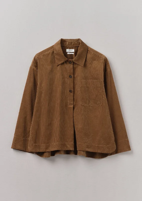 Patch Pocket Organic Needlecord Shirt | Brown Anise