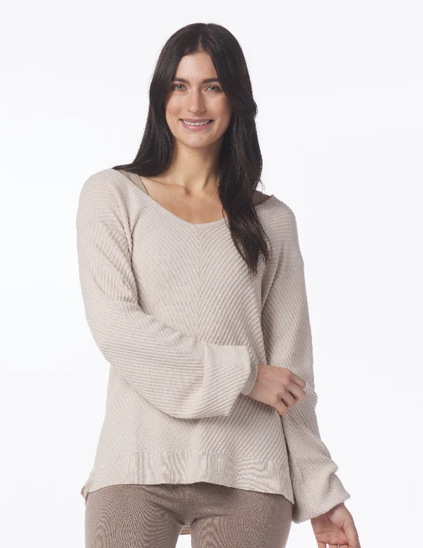 Luxury Rib Sweater: Oatmilk