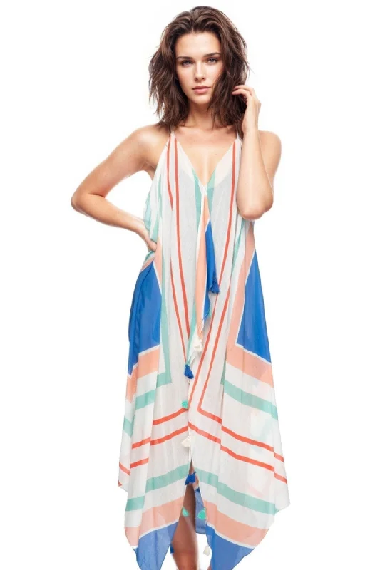 Maxi Halter Sundress Coverup  in Beach Stripe print