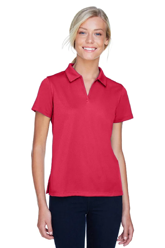 Harriton Womens Double Mesh Moisture Wicking Short Sleeve Polo Shirt - Red - Closeout