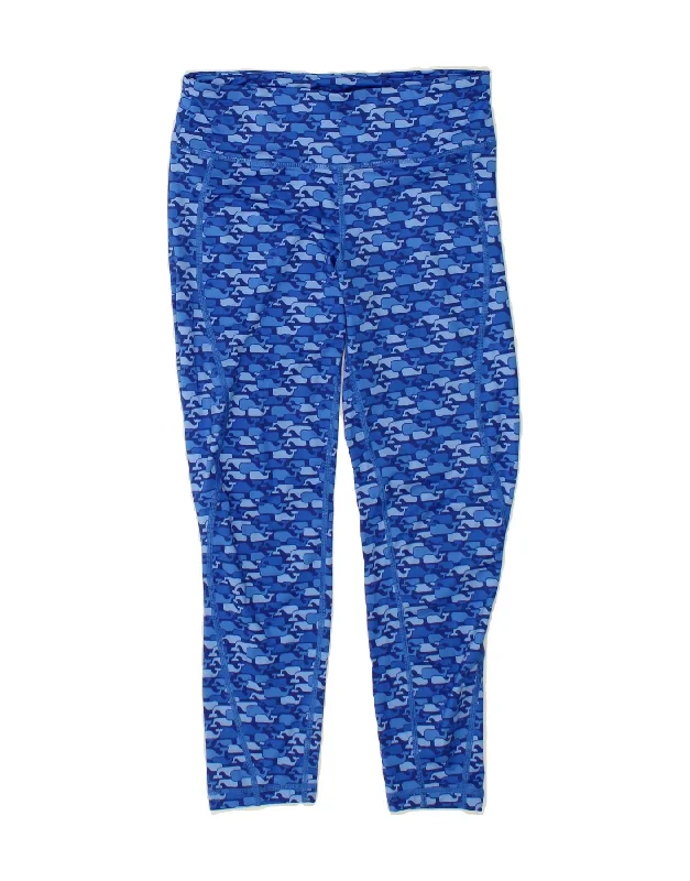 VINEYARD VINES Womens Leggings UK 10 Small Blue Animal Print