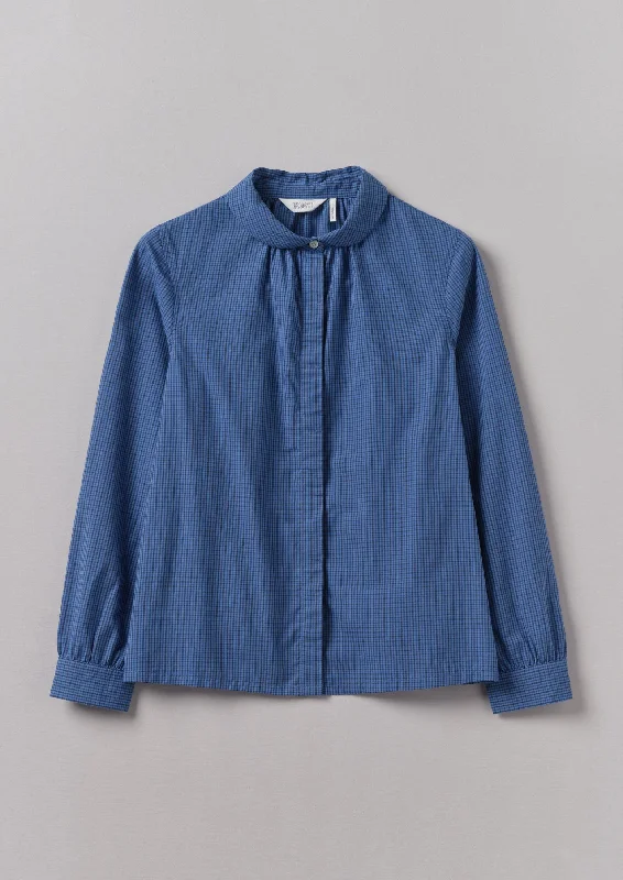 Anja Check Cotton Shirt | Slate/Dark Cornflower