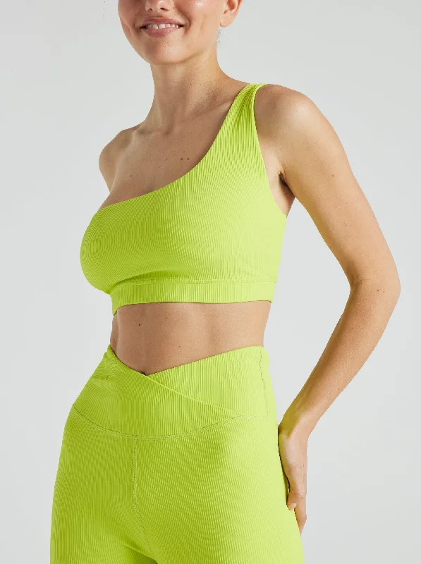 Electric Yoga One Shoulder Bra - Lime Punch