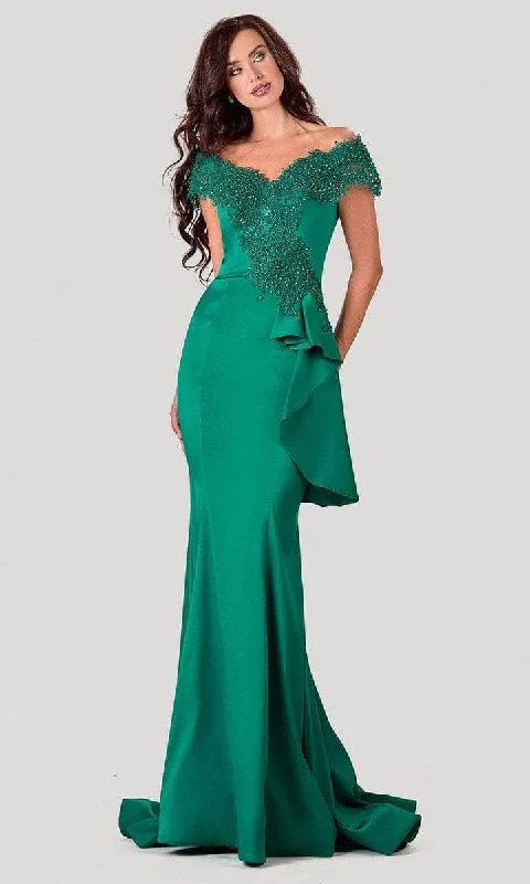 Terani Couture - 2111M5255 Embellished Off Shoulder Long Gown