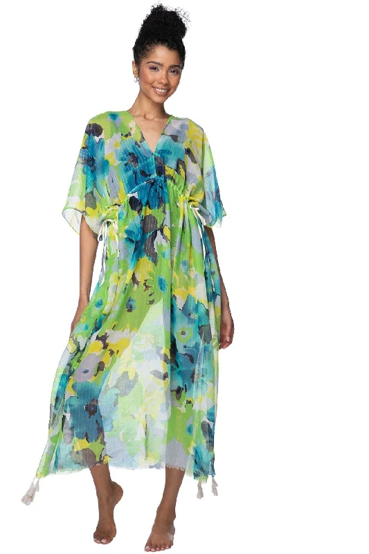 Luminous Blooms Poolside Maxi Dress in Lime