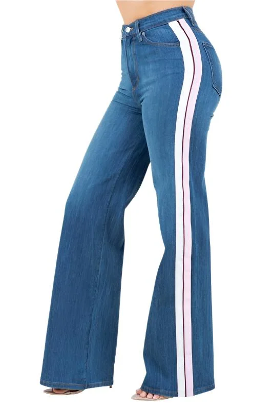 Striped Wide Leg Jeans