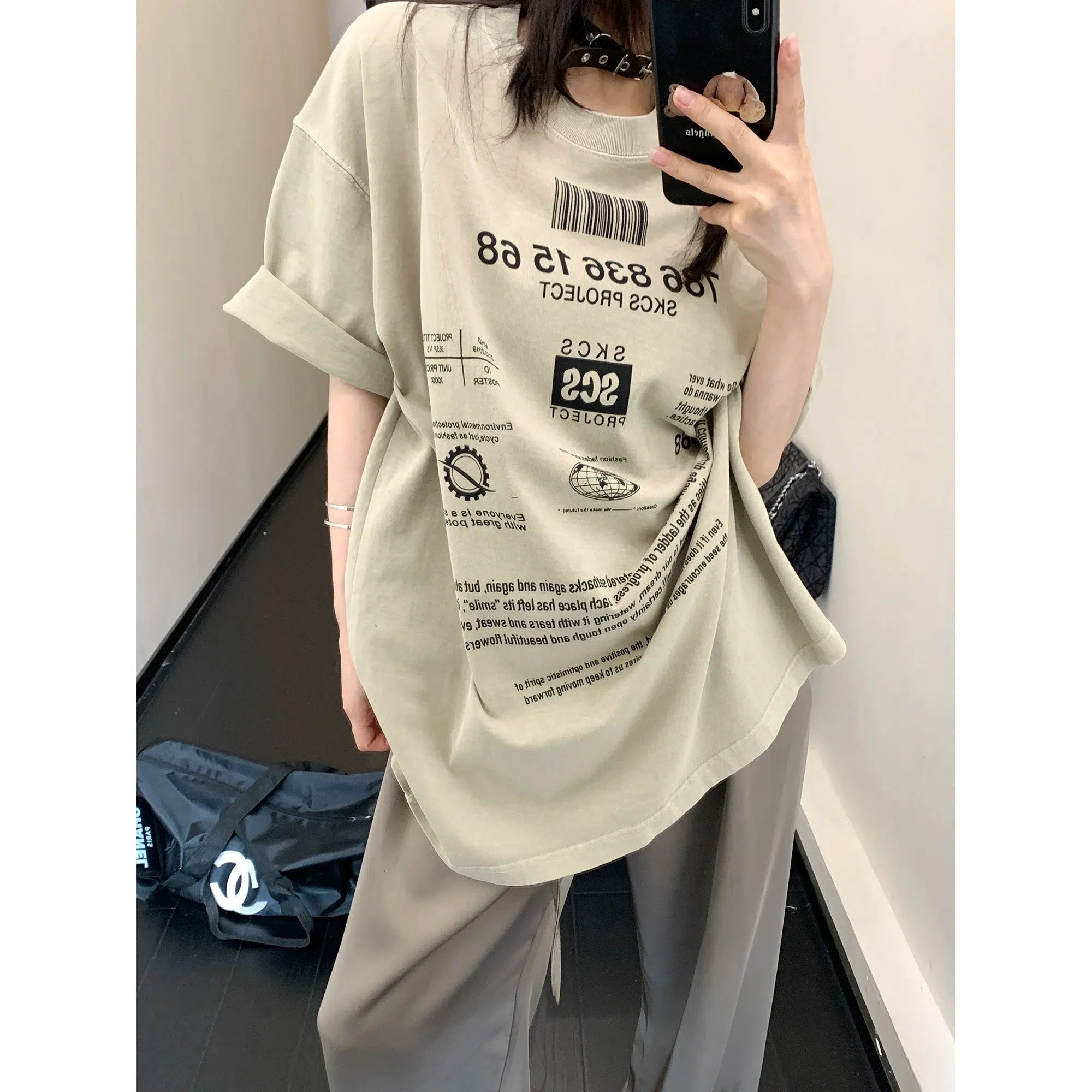 Letter Print Oversized Graphic T-shirt