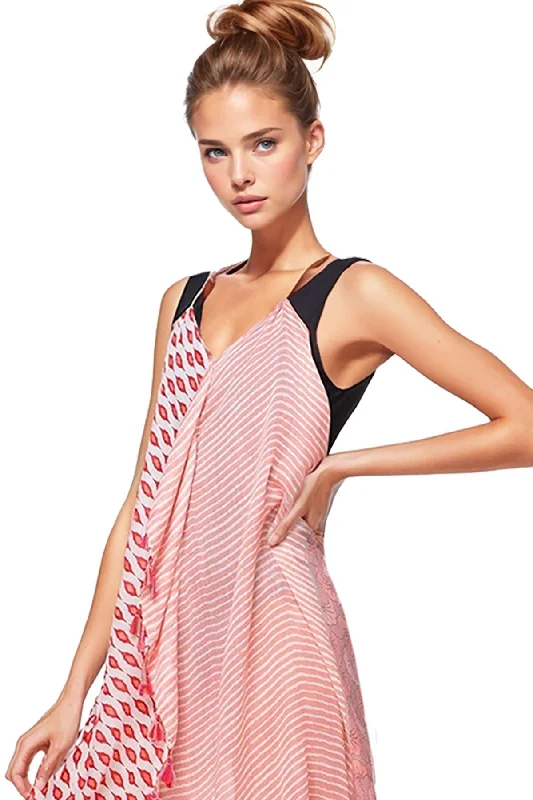 Tassel Halter Sundress Coverup in Vacation Melody print