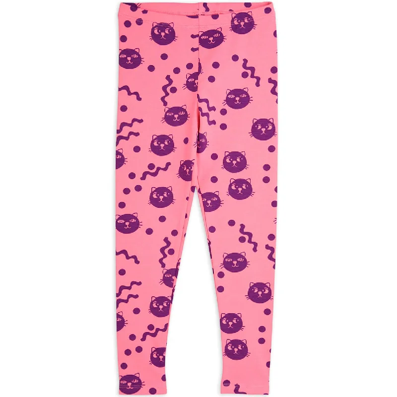 Squiggly Cat Leggings in Pink by Mini Rodini