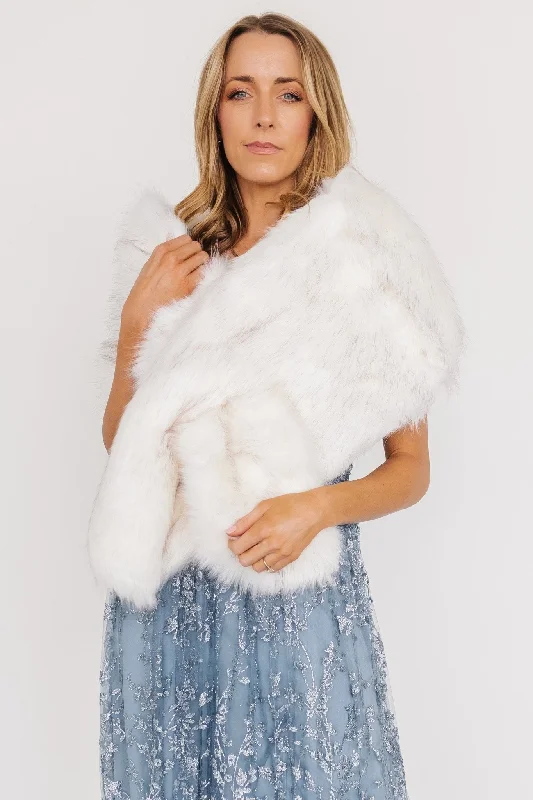 Valerie Faux Fur Shawl | Ivory