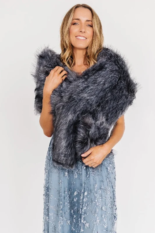 Valerie Faux Fur Shawl | Dark Gray