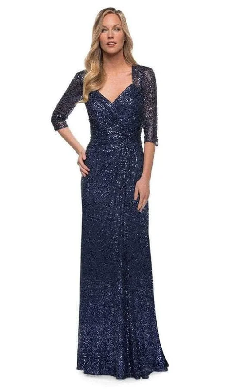 La Femme - 27930SC Sequined V-neck Evening Dress