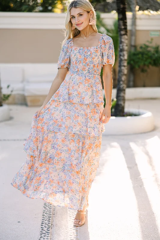 It's Your Day Orange Floral Maxi Dress