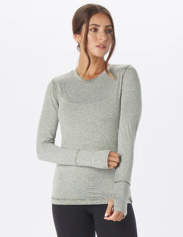 Simplicity Long Sleeve: Chive / Oatmilk Stripe