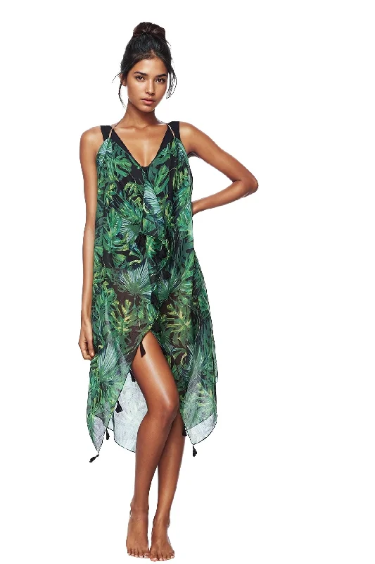 Maxi Halter Sundress Coverup  in Palms in the Moonlight Print