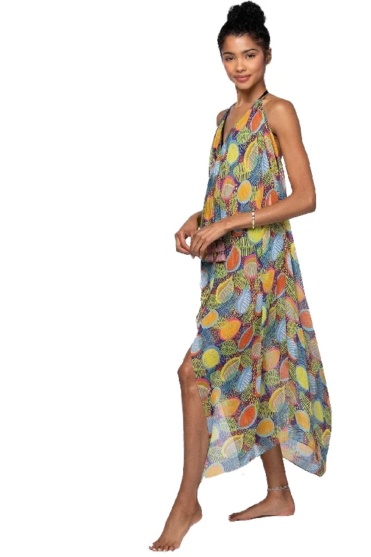 Maxi Halter Sundress Coverup in Guava Chic Print