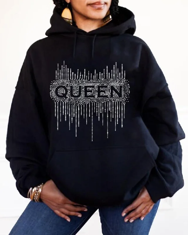 Black queen personalized hot diamond print hoodie