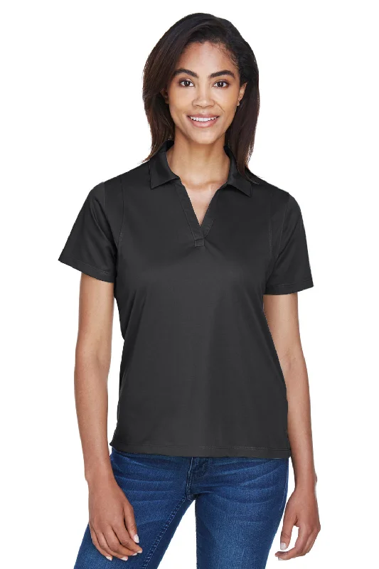 Harriton Womens Moisture Wicking Short Sleeve Polo Shirt - Black - Closeout