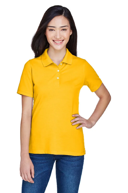 Harriton Womens Easy Blend Wrinkle Resistant Short Sleeve Polo Shirt - Sunray Yellow