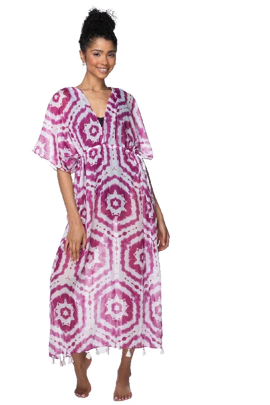 Happy Hippie Print Poolside Maxi Coverup Dress