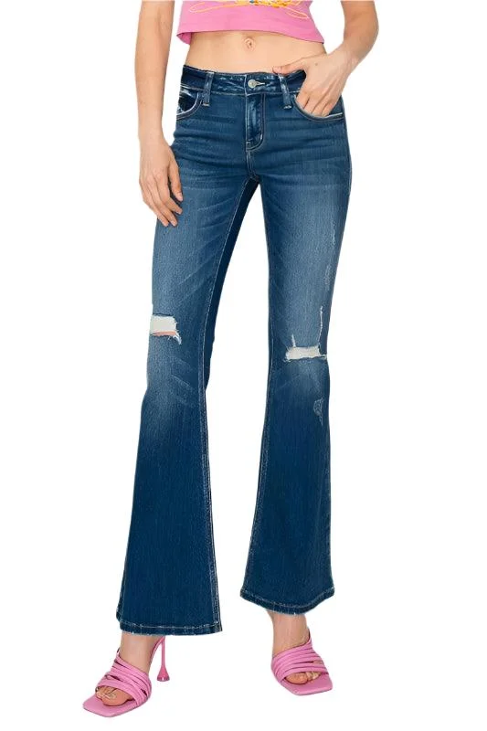 Plus Size - Low Rise Stretch Vintage Flare Jeans