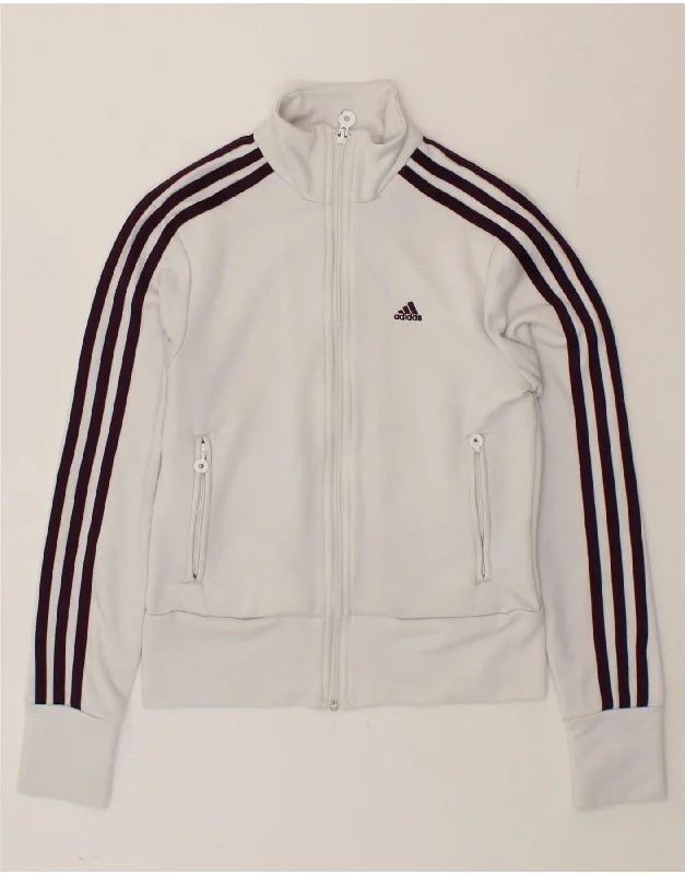 ADIDAS Womens Tracksuit Top Jacket UK 8 Small  White Polyester