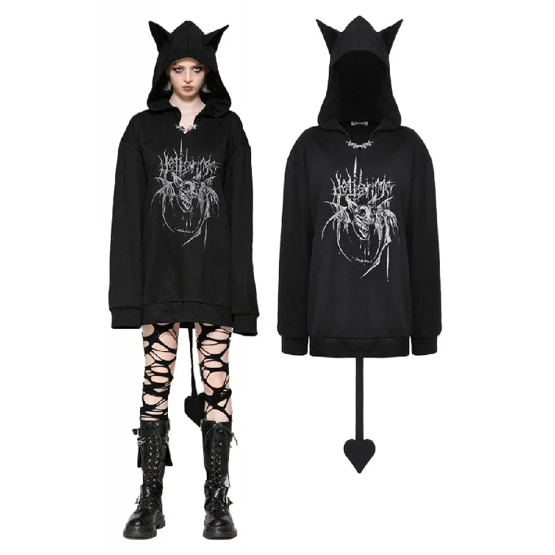 Women's Punk Star Studs Bat Ear Hoodie