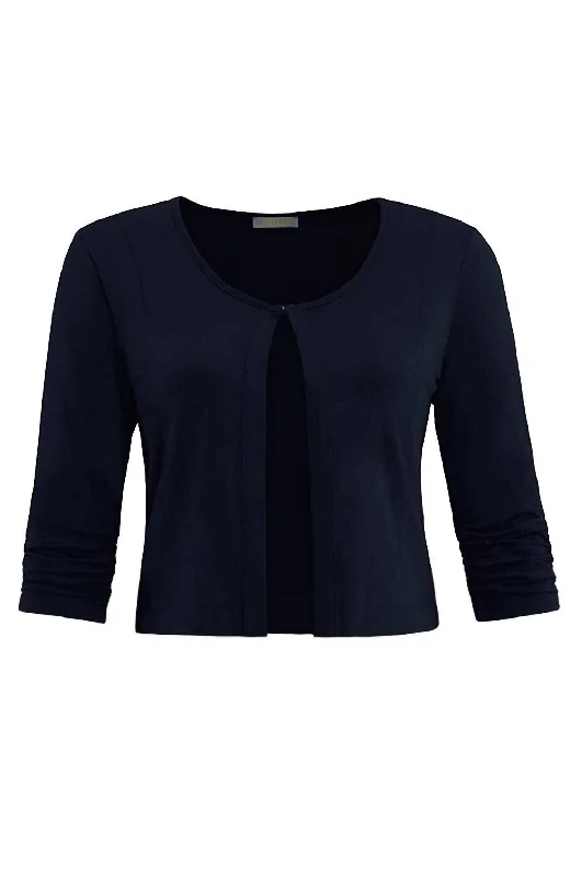 Basic Essential Front Tie Cardigan In Navy