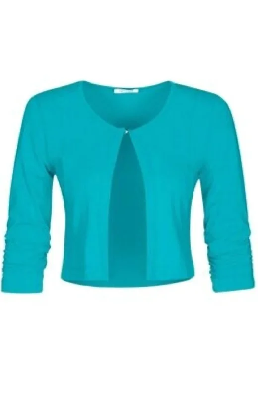 Basic Essential Front Tie Cardigan In Turquoise