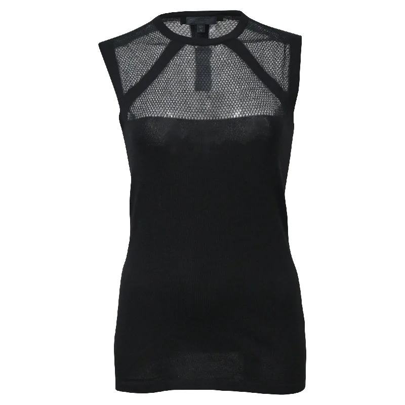 Burberry Prorsum Sleeveless Top in Black Silk