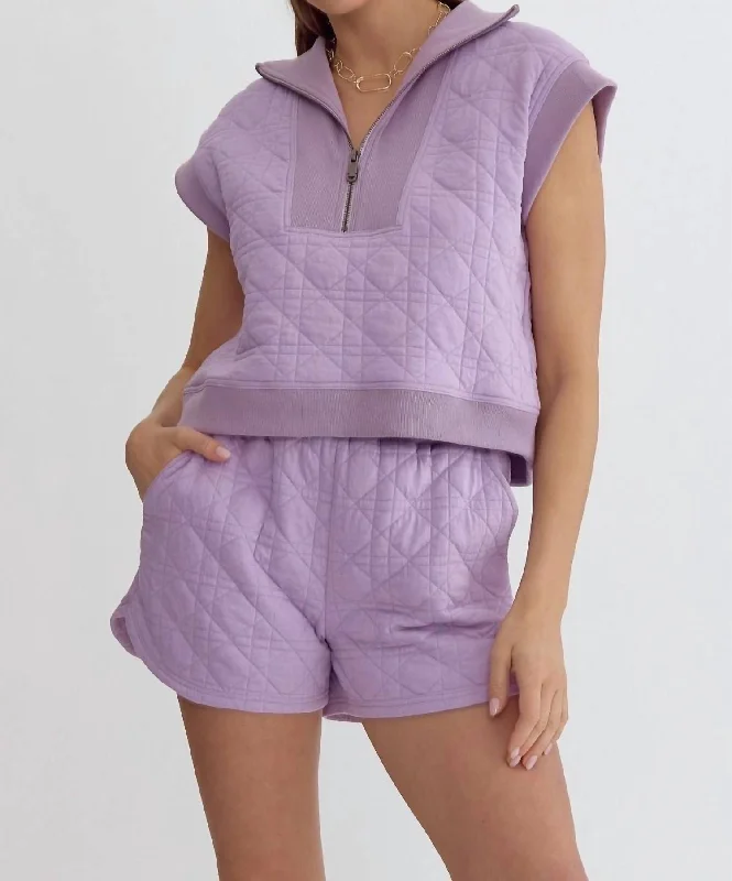 Cloud Half Zip Top In Lavender