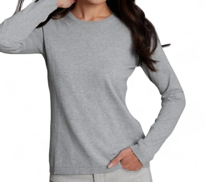 Cotton Cashmere Classic Crew Neck Pullover In Fog