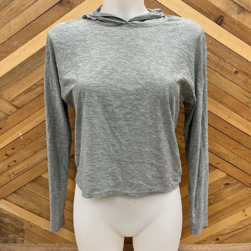 Kyodan - Women's Cropped Lightweight Athletic Hoodie - MSRP comp $65: Grey-women-XS