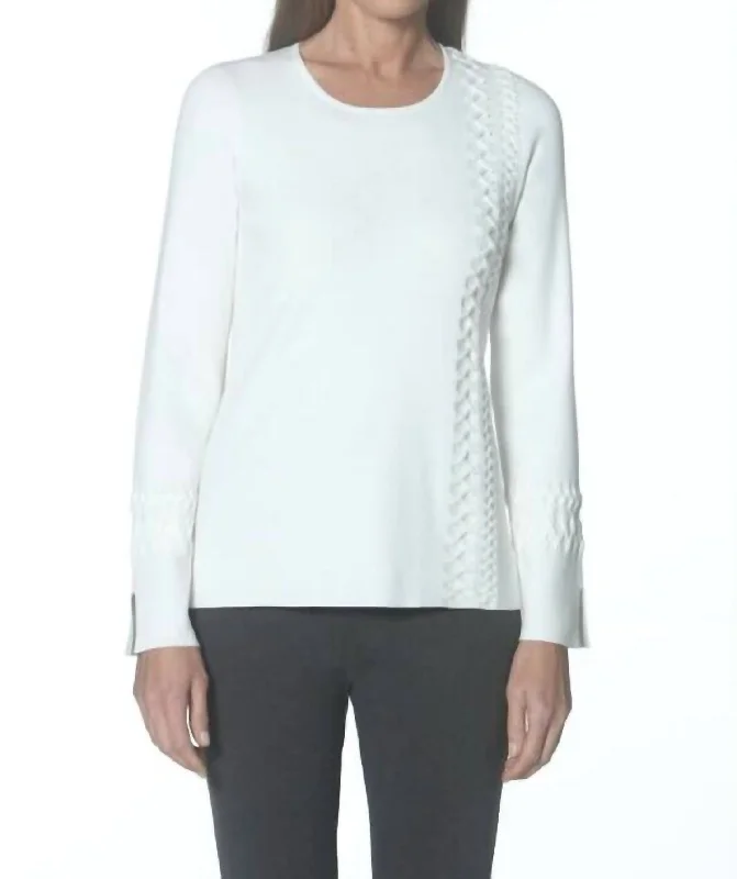 Lace Up Tunic Sweater In Ivory