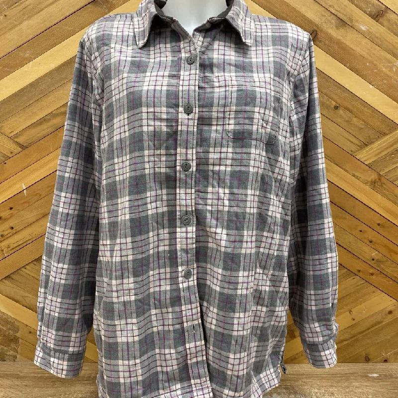 L.L.Bean - Women's Fleece-Lined Flannel Shirt - MSRP comp $145: Grey/Pink/Purple-women-LG