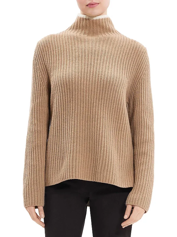 Womens Cashmere Blend Turtle Neck Pullover Sweater