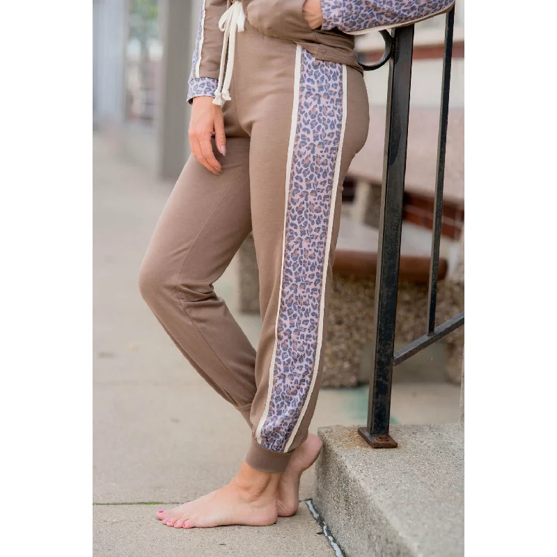 Leopard Striped Drawstring Pants