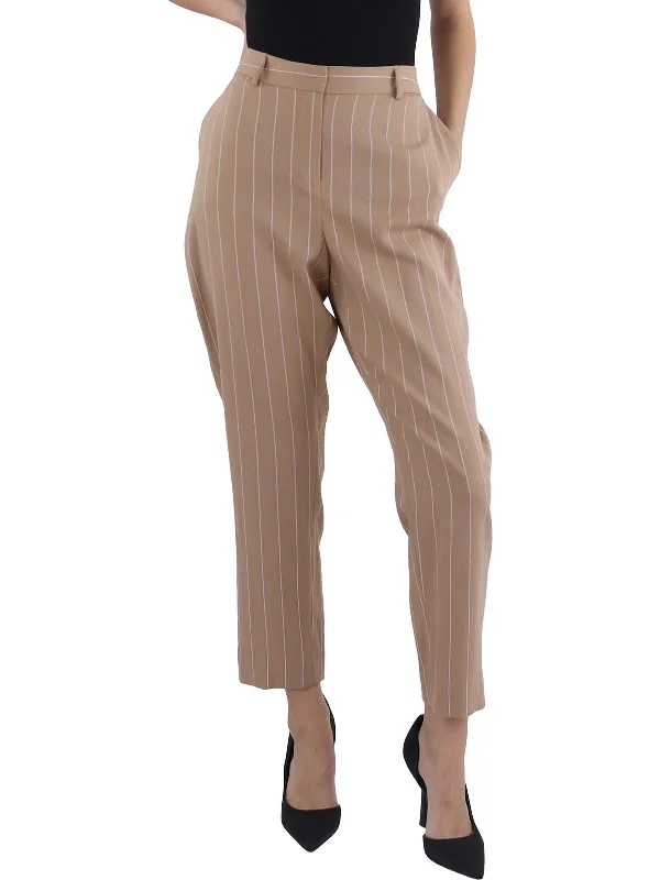 Shannon Womens Pinstripe High Rise Straight Leg Pants