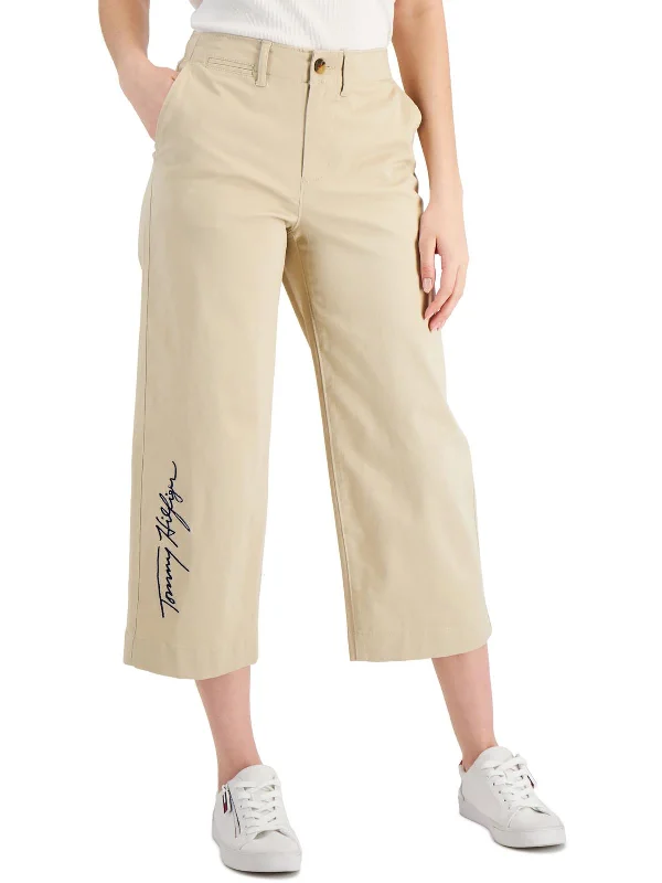 Womens Logo Pocket Wide Leg Pants