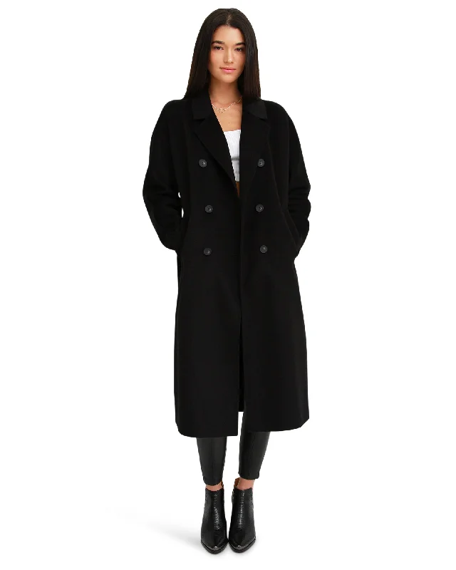 Boss Girl Double-Breasted Wool Coat - Black