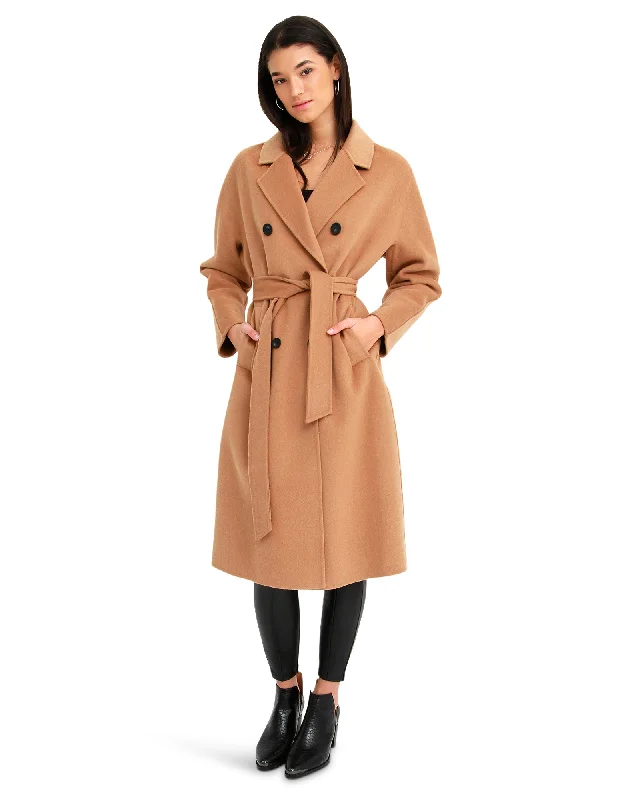 Boss Girl Double-Breasted Wool Coat - Camel