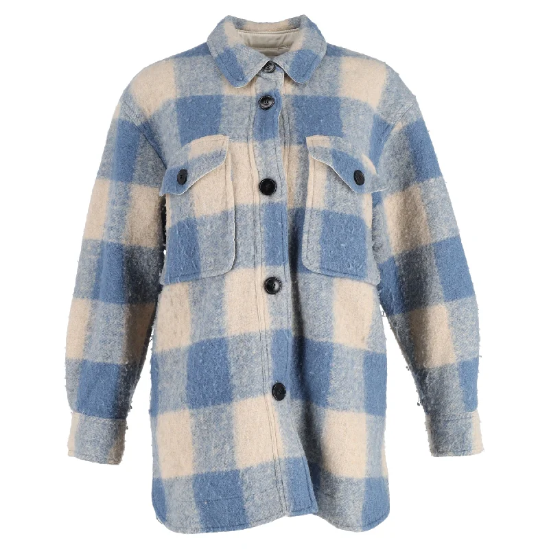 Isabel Marant Étoile Harveli Checkered Jacket in Blue Polyester