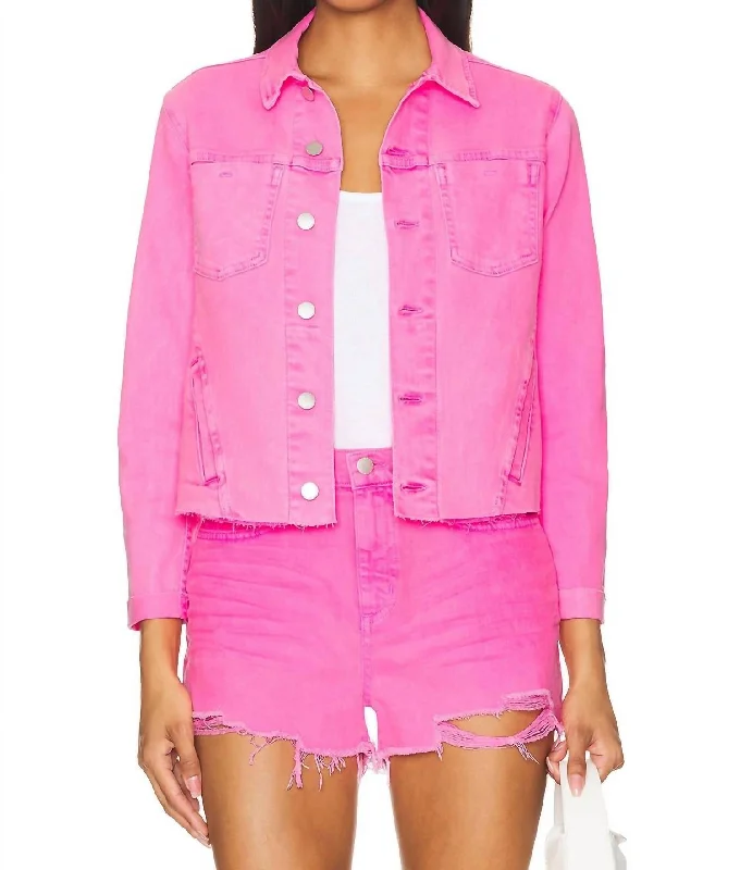 Janelle Slim Raw Jacket In Shocking Pink