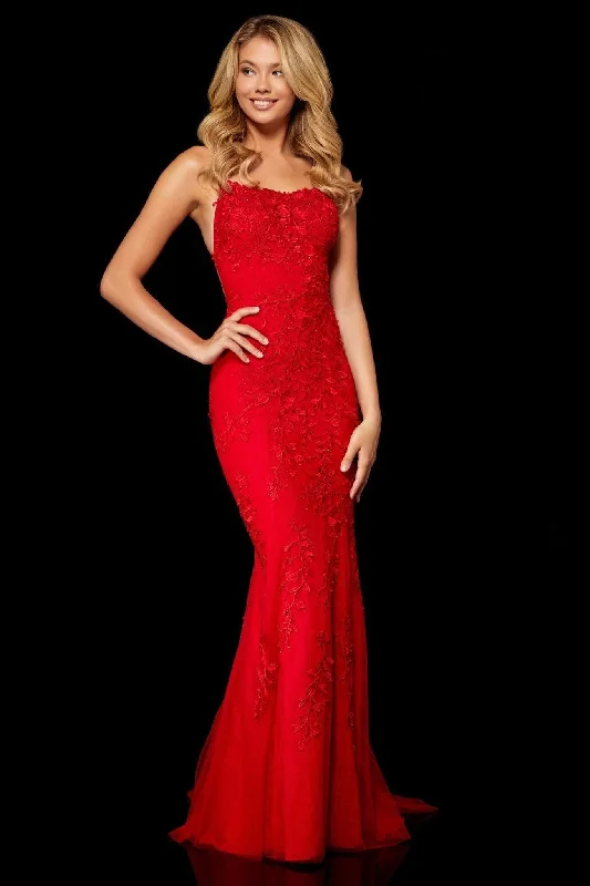 Sherri Hill - 52338 Sexy Open Back Foliage Motif Dress