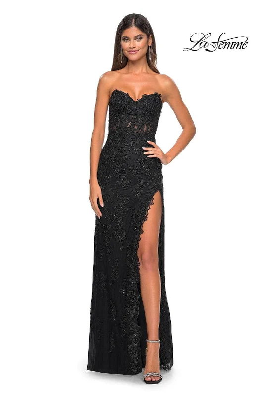 La Femme 32437 - Strapless Embroidered Prom Gown